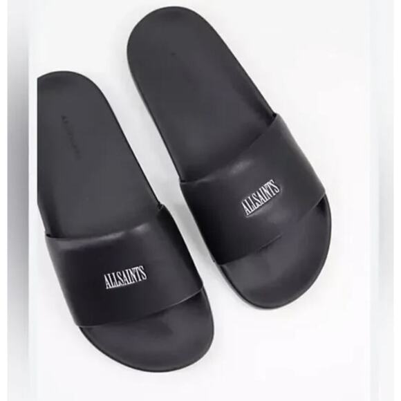 NEW All Saints Carmel Leather Pool Slide Sandals Men's EU 43 10M - Picture 1 of 8